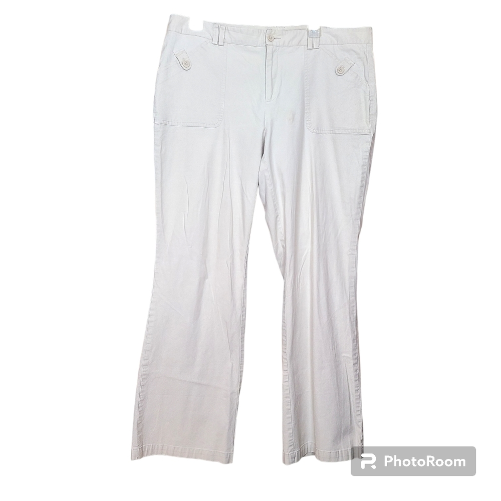 DOCKERS WOMEN SIZE 14 FAVORITE FIT MID-RISE BOOTCUT LIGHT GRAY COTTON PANT NWOT